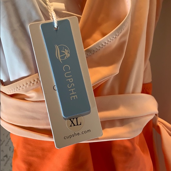 NWT CupShe orange white swimsuit - Picture 2 of 4